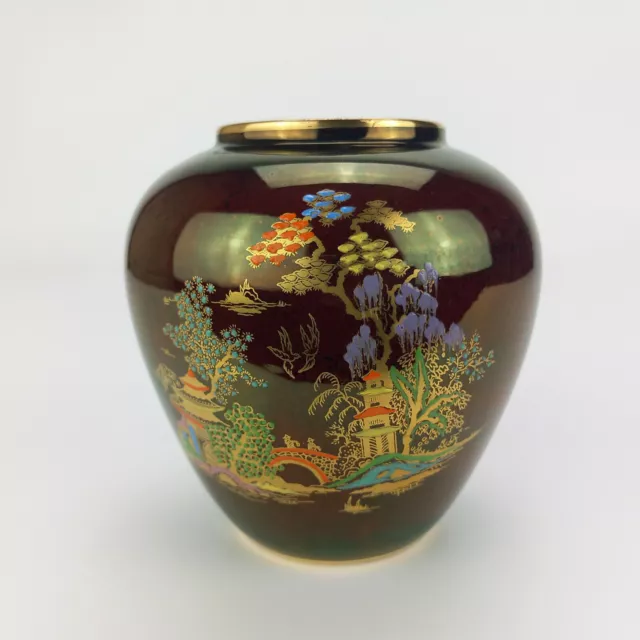 Crown Devon Fieldings Rouge Royale Mikado Muster klein 12 cm Vase