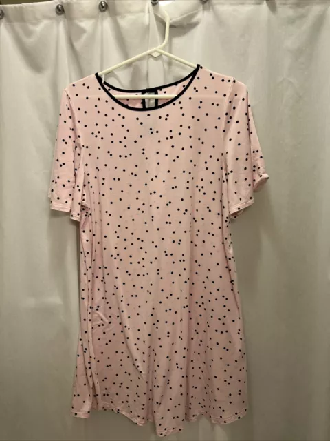 Kate Spade New York Womens Short Sleeve Nightgown Pink Polka-Dot Modal Size M