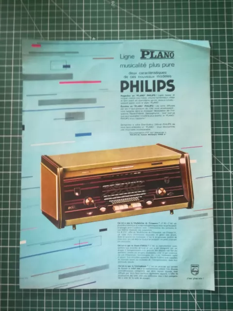 167 PUBLICITE ANCIENNE 1960 34x25cm RADIO PLANO PHILIPS