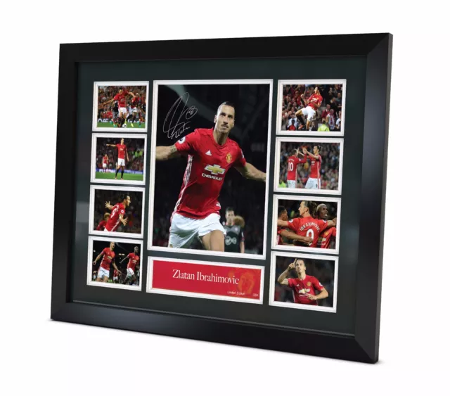 Zlatan Ibrahimovic Signed Manchester United Photo Poster Memorabilia FRAMED