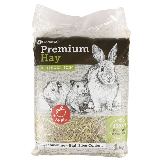 Flamingo Fieno Prato Con Apple Premium 1 KG/30 L per Roditore, Nuovo