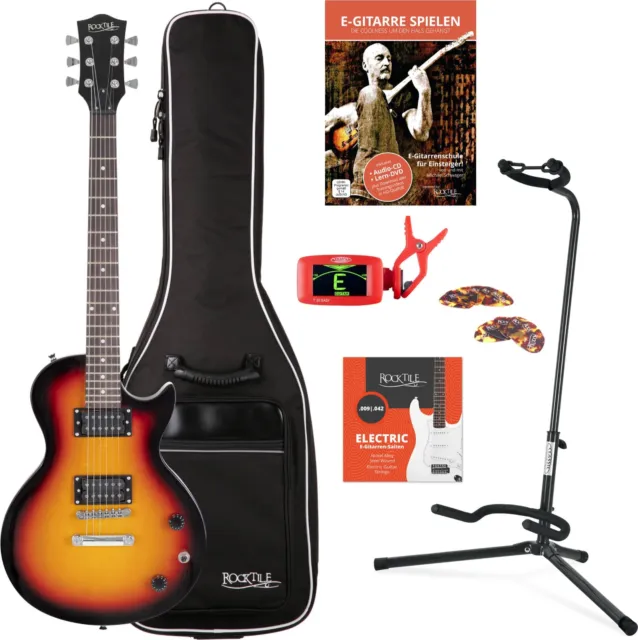 Rocktile L-100 SB E-Gitarre Set Sunburst Gigbag Ständer Stimmgerät + Zub.