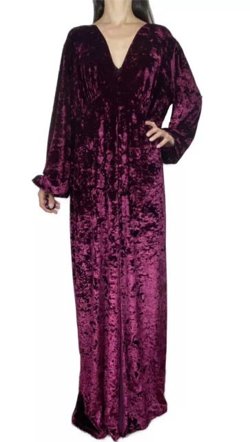 ASOS Wine Crushed Velvet Long Sleeve V-Neck Maxi Dress Plus Size UK 20 Fit 18-20