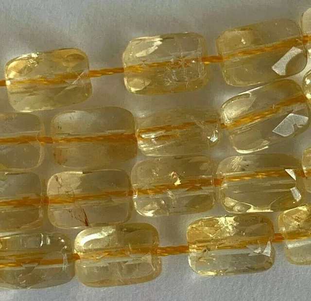 1 Strand Genuine Faceted Rectangle Citrine Beads - 9x7mm  - Great for Earrings