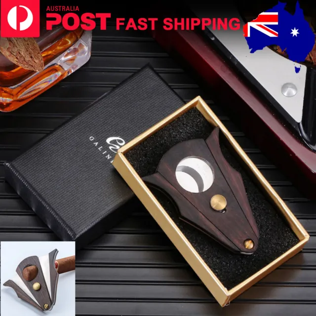 Galiner Cigar Cutter Double Blades Cut Scissors Gift Packing Box Premium Wood AU