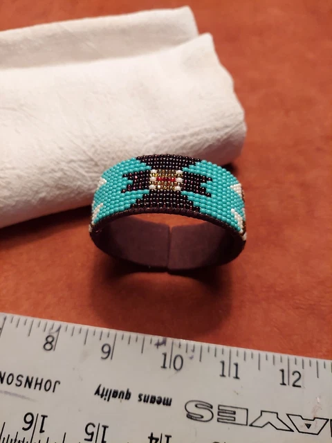 Native American Styled Beaded Bracelet cuff Southwest diamond pattern 13 Row