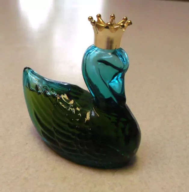 Vintage Blue Swan Avon Perfume Glass Bottle