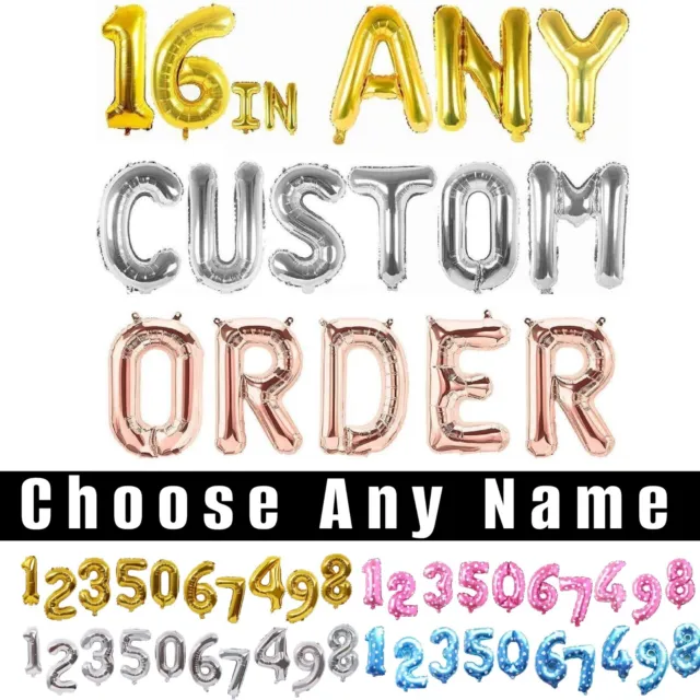 16" Numbers & Letters Balloons Self Inflate Foil Customize Words Birthday Ballon