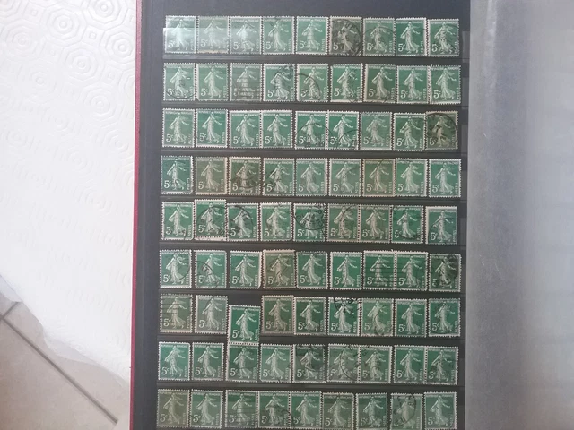AC35- FRANCE 81 timbres oblitérés Semeuse vert foncé 5 c 137 variété à