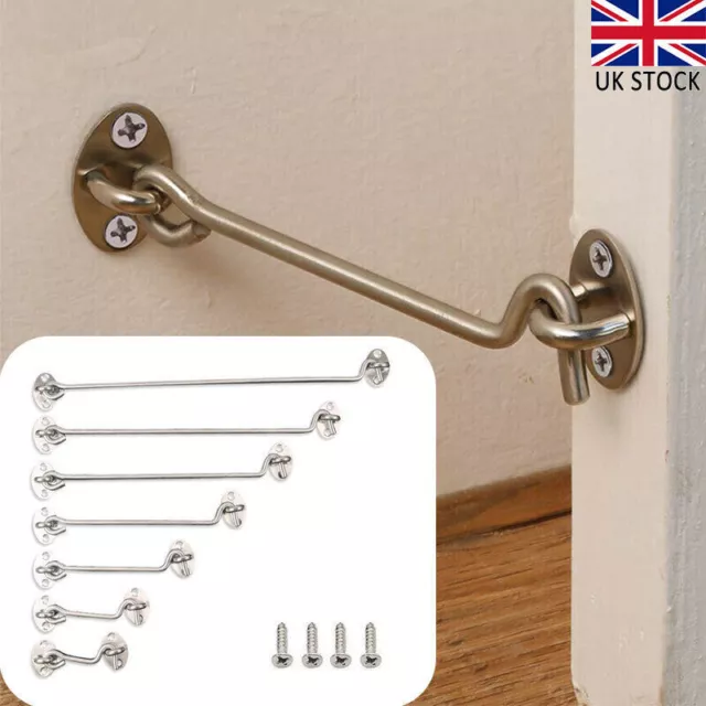 Cabin Hook And Eye Latch Lock Shed Gate Door Stainless Steel Catch Silent Holder