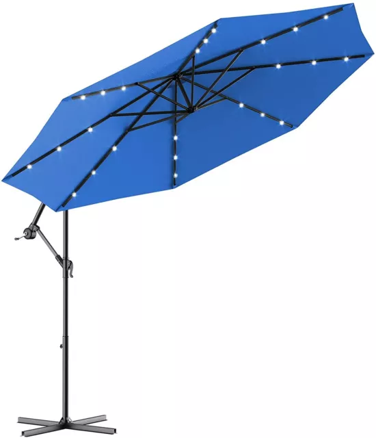 Sombrilla con LED Luces de Jardín de Ø300cm Sombrilla Inclinable Parasol