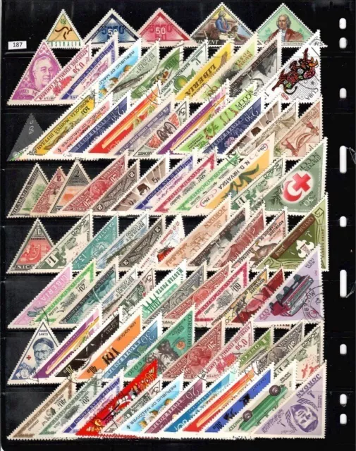 worldwide topical used stamps large lot of triangle shapes , Dreieck Briefmarken