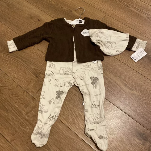 disneys winnie the pooh by george 3pc outfit age 0-3 Months