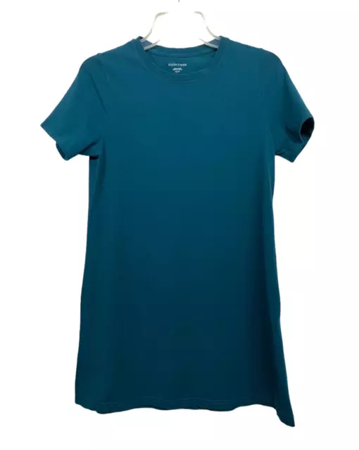 Eileen Fisher Womens size XS Teal T-Shirt Shift Dress Short Sleeve Stretch