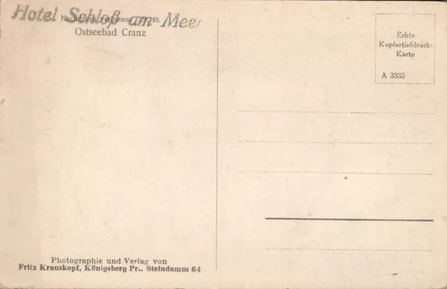 AK Ostseebad Cranz, Hotel Schloß am Meer, Seesteg bei Sturm ungelaufen (Nr. 1591 2