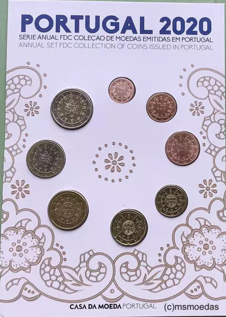Portugal Offizieller Euro Kursmünzensatz 2020 KMS Blister 1 Cent bis 2 Euro FDC