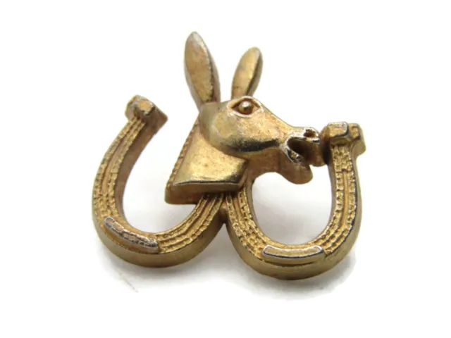 Democrat Donkey Political Pin Vintage & Gold Tone