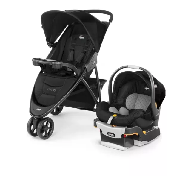 Chicco Viaro 3 Wheel Travel System Stroller w/ KeyFit 30 Car Seat Black NEW