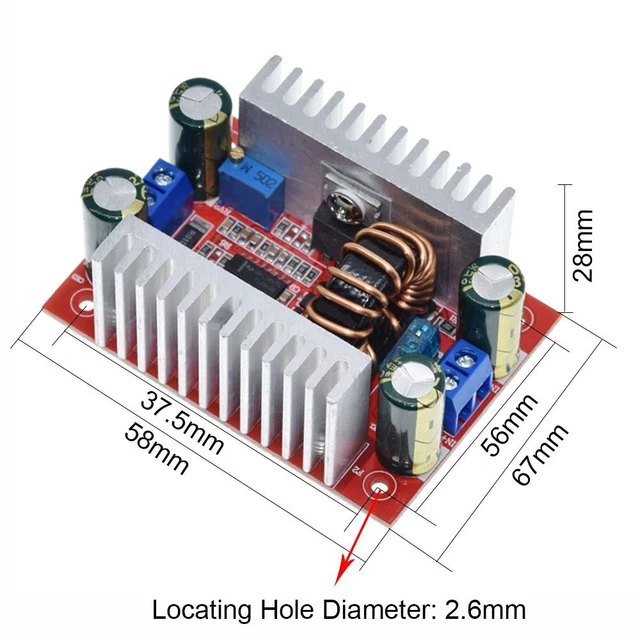 Step Up Module Dimension CURRENT POWER SUPPLY Step-up Boost Converter 400W 15A DC-DC Step Up ...