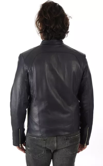 Mens Leather Jacket Slim Fit Biker Motorcycle Genuine Lambskin Jacket Coat -SK49 3