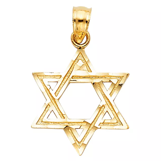 14K Yellow Gold Star of David Charm Pendant For Necklace or Chain