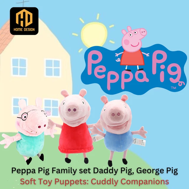 PEPPA PIG FAMILY set Daddy Pig, Pig Soft Toy Puppets Cuddly