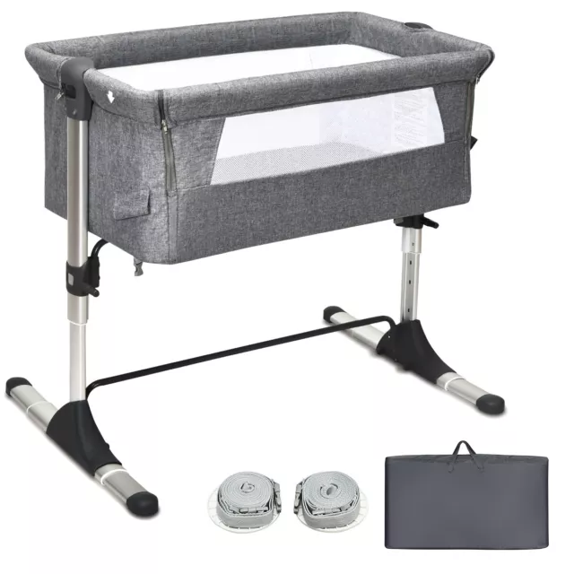 Baby Bassinet Portable Bedside Co Sleeper Height Adjustable Infant Newborn Crib