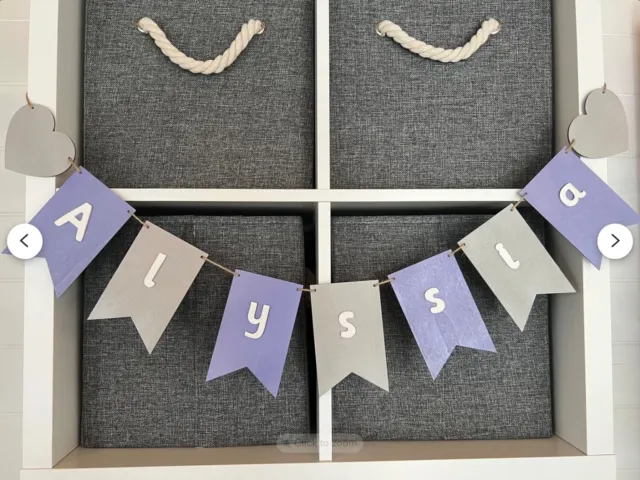 Handmade Wooden Flag Baby Bunting Personalised Chalk Painted | Flags Lowercase