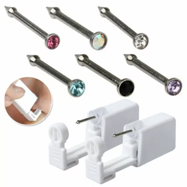 `Disposable Nose Ear Piercing Unit Earring Gun Kit Home DIY Piercer Pierce Studs