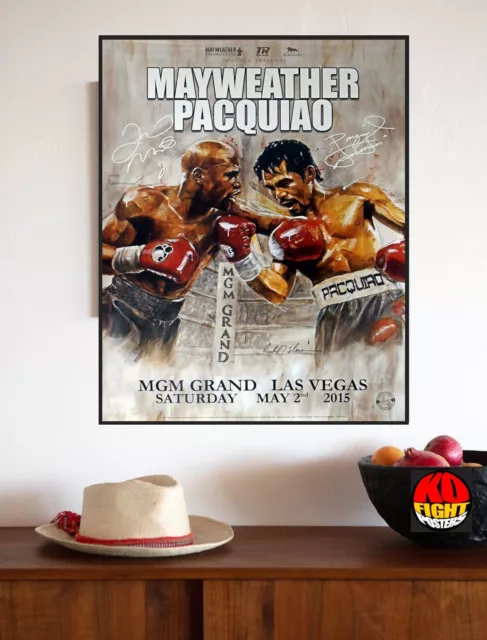 FLOYD MAYWEATHER JR vs. MANNY PACQUIAO : Original Onsite Boxing Art Poster 10D