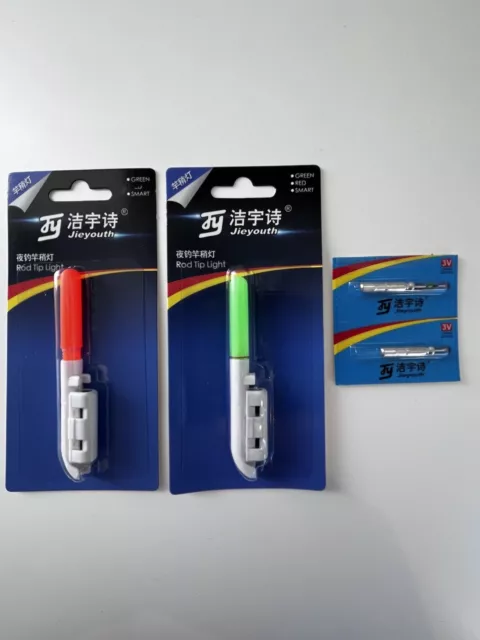 Sea Fishing Rod Tip Lights,1 Red 1 Green+ USB Charger & 2