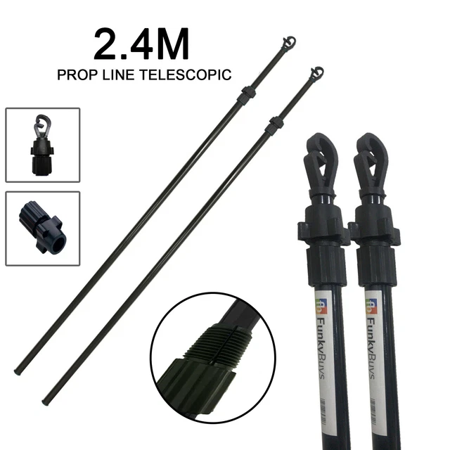 2X CLOTHES WASHING Line Prop Pole Heavy Duty Telescopic Support