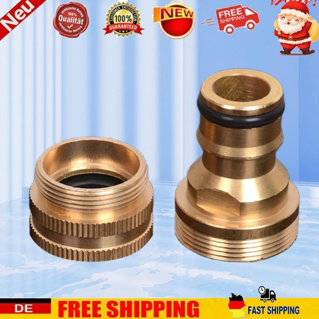 Water Tap Connector Brass Faucet Fitting 2 Pcs for Garden Tubing Car Washer Pipe