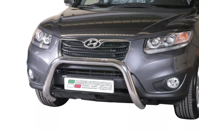 Protezione Anteriore Bull Bar Omologata Inox Diam. 76 Per Hyundai Santa Fe '12