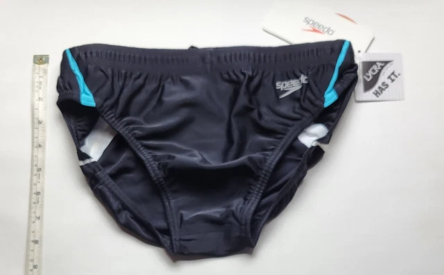Men's Speedo Bonded Brief Size 32 Black w/Splice Stripes Men's Speedo Bonded Brief Size 32 Black w/Splice Stripes
