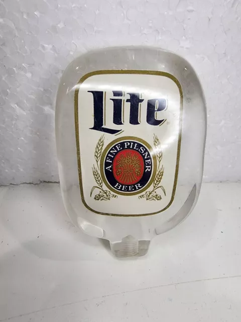 Vintage Miller Lite Light Pilsner Beer Tap Handle Pull Acrylic Clear Bar Screw