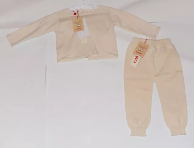 CND NWT Organic Cotton Knit Ivory Set- Sweater With Pants Baby Size 12M