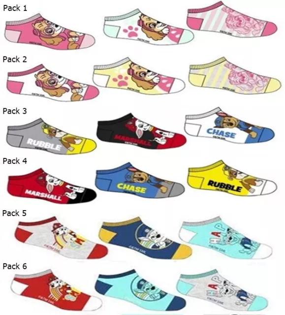 3 Paar Set PAW PATROL Kinder Sneaker Socken Strümpfe Jungen Mädchen Gr.  23-34