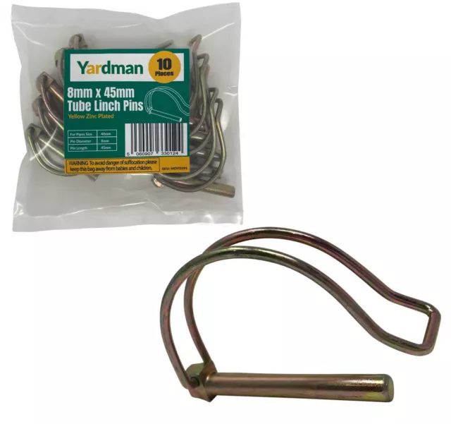 YARDMAN 10-pcs Pipe Tube Linch Lynch Pin 8mm x 45mm for 40mm Shaft Lock Clip