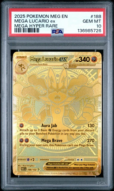 Meg Rarity 2025 POKEMON MEG En-Mega Evolution Mega Hyper Rare #188 Mega Lucario Ex ...