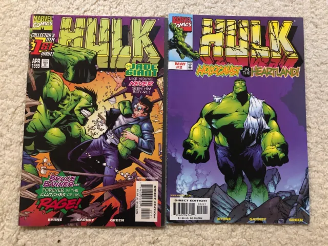 Marvel - Hulk (1999) 2 comic book lot #1 & #2 Byrne, Garney