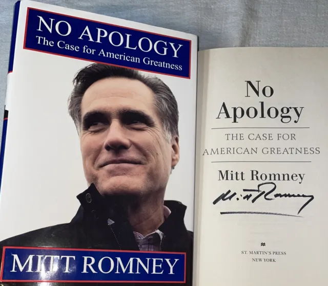 Mitt Romney SIGNED No Apology 1st Edition HC DJ Utah US senator Book ￼LDS