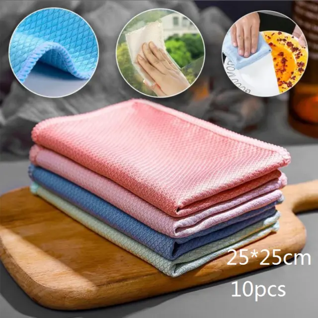 10 pcs Nanoscale Streak-Free Miracle Cleaning Cloths Reusable Kitchen Rag 2
