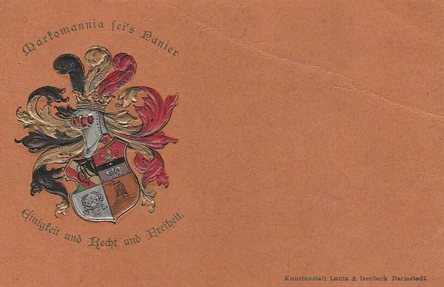 Studentika 1913 Burschenschaft Markomannia Darmstadt Prägekarte Studentica DB