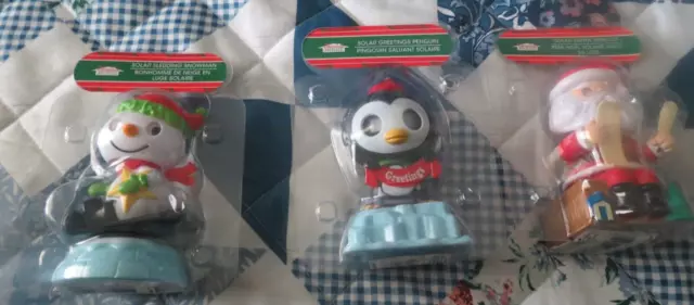 Three Solar Dancing Toys "Snow Man",  "Penquin", "Santa"