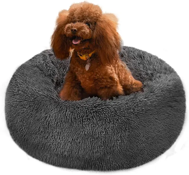Calming Dog Bed and Cat Bed, anti Anxiety Pet Bed Dog Mat round Fluffy Dog Bed f