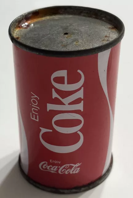 Coca Cola Miniature COKE Soda Pop Tin Can Salt Shaker & Mini Glass Bottle Rare!! 2