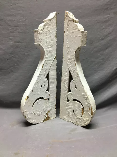 Pair Wood Gingerbread Corbels White Shabby Porch Brackets Chic Vintage 811-21B