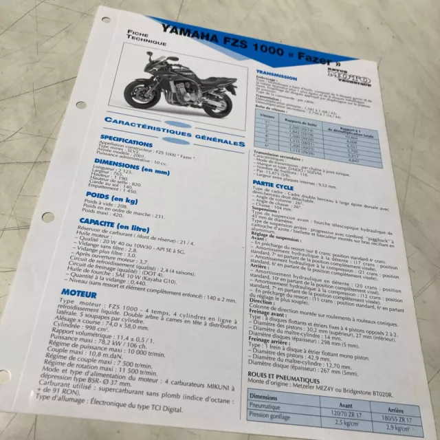 Yamaha FZS1000 Fazer 5LV2 2001 FZS 1000 Scheda Tecnica Motocicletta Sospensione