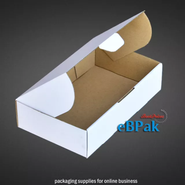 50x Mailing Box 240 x 150 x 60mm Diecut White for 500g Small Satchel B14